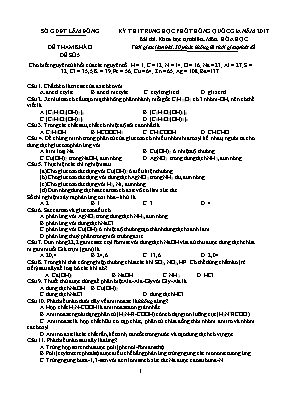 Đề thi tham khảo THPT Quốc gia môn Hóa học năm 2017 - Đề số 5 - Sở GD & ĐT Lâm Đồng (Có đáp án)